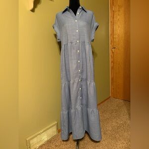 Max Studio Light Blue Button-Front Maxi Dress